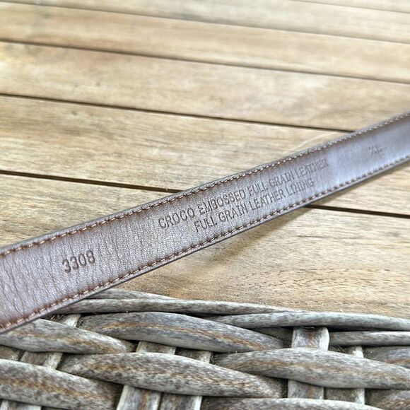 Crocodile Embossed Full Grain Leather Belt XL - Picture 5 of 5